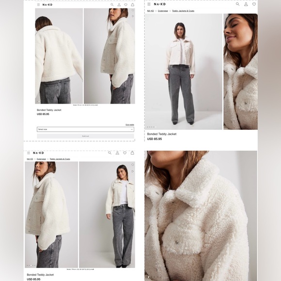 NA-KD BONDED TEDDY JACKET IN OFF WHITE, SOFT WARM AND COZY - Picture 1 of 16
